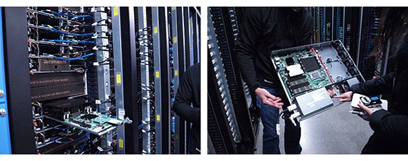 プラインビルデータセンターのサーバラックとサーバの外見