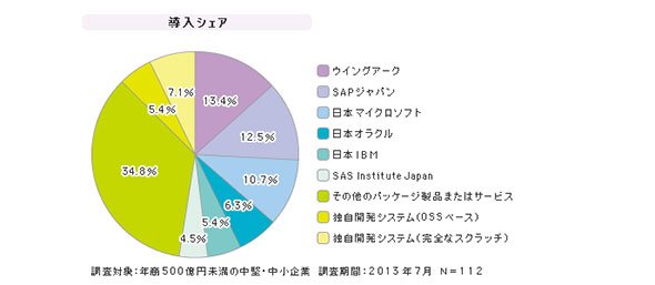 「中堅・中小企業向けDWH・BI」シェア（2013年7月）