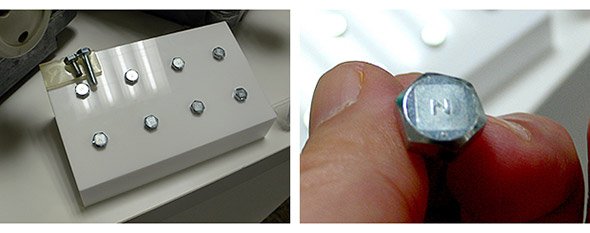 8本の施行済みボルトに2種類の長さのボルトが混在