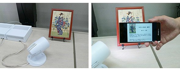 展示物に照射した照明から作品情報をスマートフォンで入手