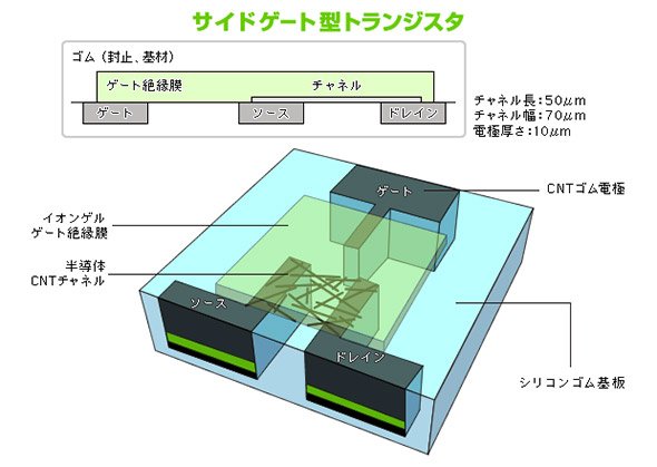 CNTゴムトランジスタの構造