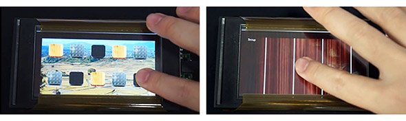512個の電極を実装した透明電極を装備したスマートフォンによるデモ