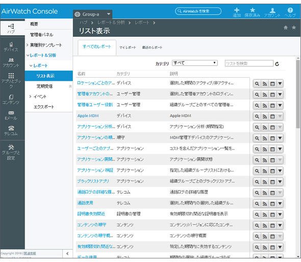図4-1 レポートメニュー