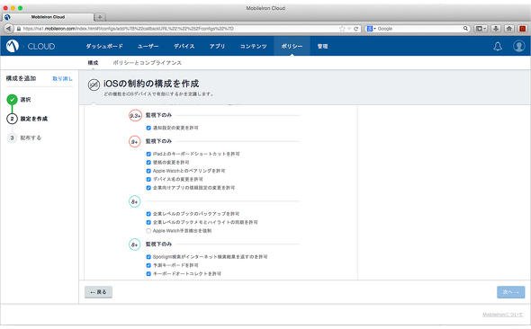 図6-1 制約機能の設定画面の例1