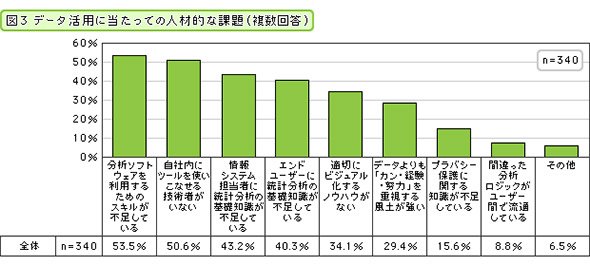 データ活用に当たっての人材的な課題（複数回答）
