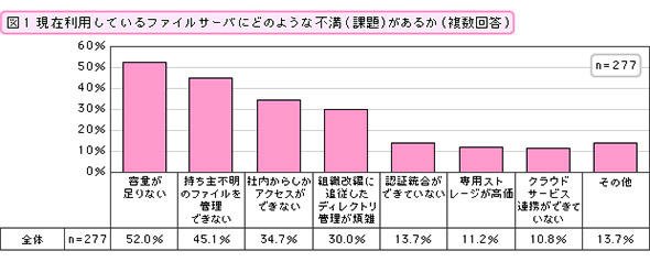 現在利用しているファイルサーバにどのような不満（課題）があるか（複数回答）