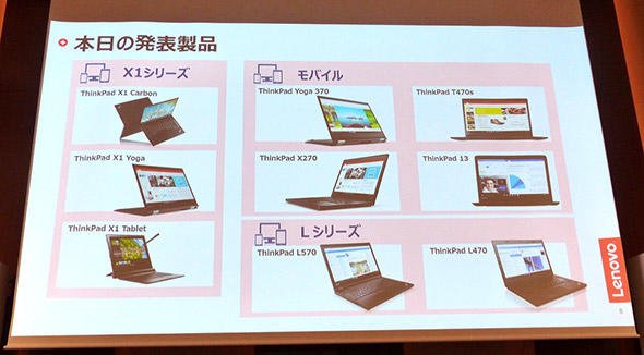 9製品を発表。中でも「ThinkPad X1 Carbon」と「ThinkPad L470」の構造や機能が詳しく紹介された