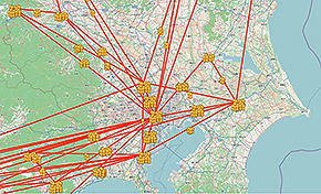 外国人観光客の全国への動態を可視化