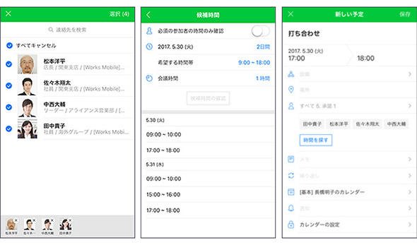 図2 連絡先から会議のスケジュールを行い、カレンダーに自動的に登録する