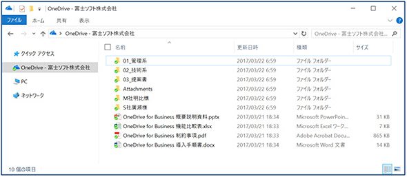 対象のフォルダ、ファイルが同期される