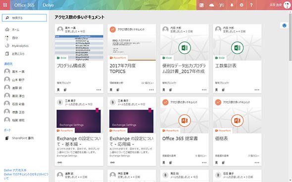 図2 「Office Delve」ではこのように他のユーザーの作成したドキュメントがお薦めされる
