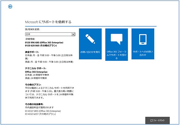 Office 365管理センター：サポート