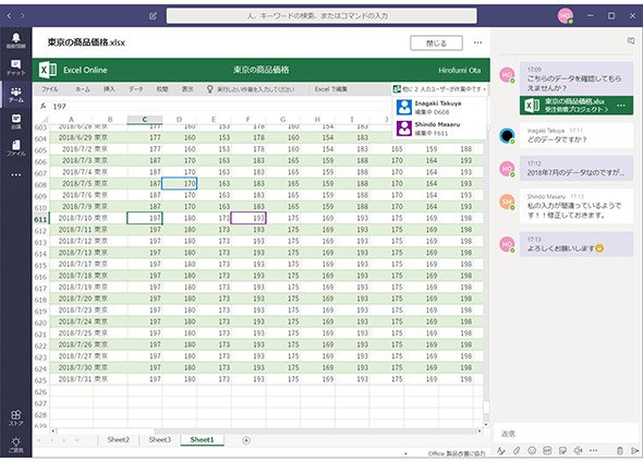 Microsoft Teamsを用いてコミュニケーションを取りながら共同編集が可能