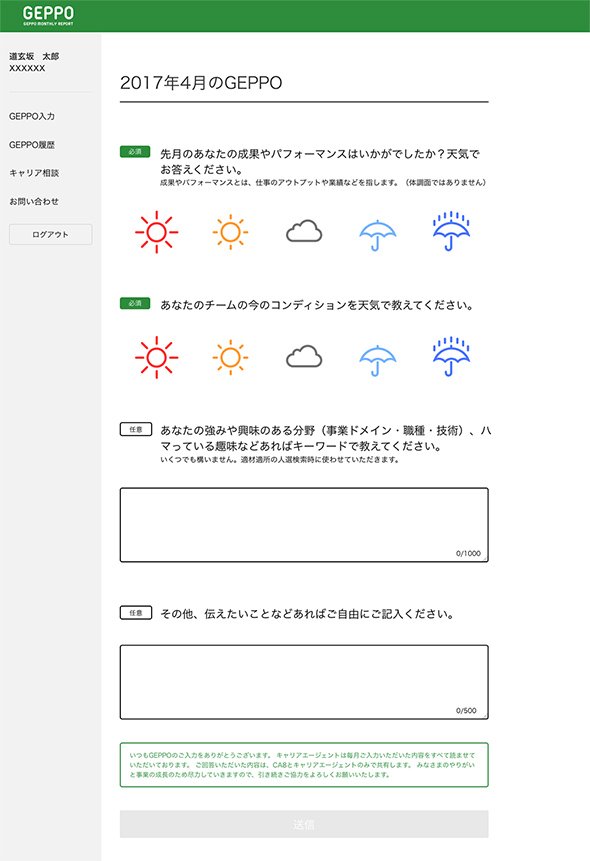 図2：「GEPPO」のアンケートサンプル