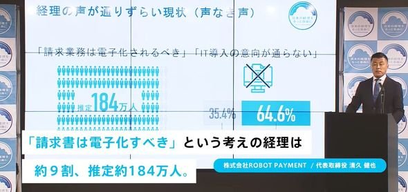 ROBOT PAYMENTのプロジェクト発表会の様子　登壇はROBOT PAYMENT社長　●●氏