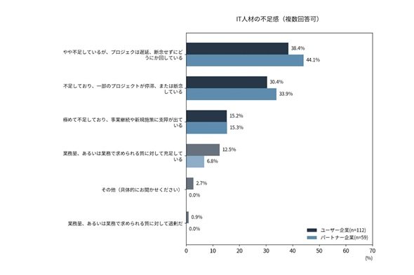 図3　IT人材の不足感：ユーザー企業 vs パートナー企業