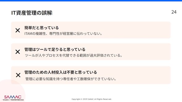 　図2　IT資産管理の誤解（出典：篠田氏の講演資料）